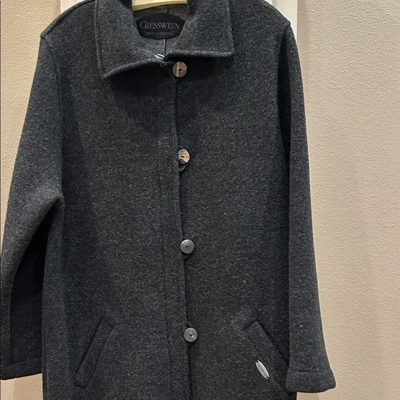 Giesswein Dark Gray Boiled Wool long coat. Euro 40 - Picture 5 of 10